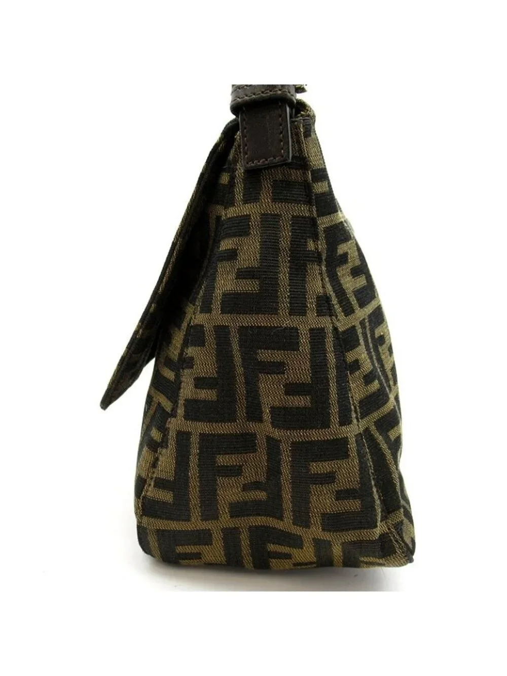 Fendi Zucca Mamma Bucket Canvas Leather Handbag Brown